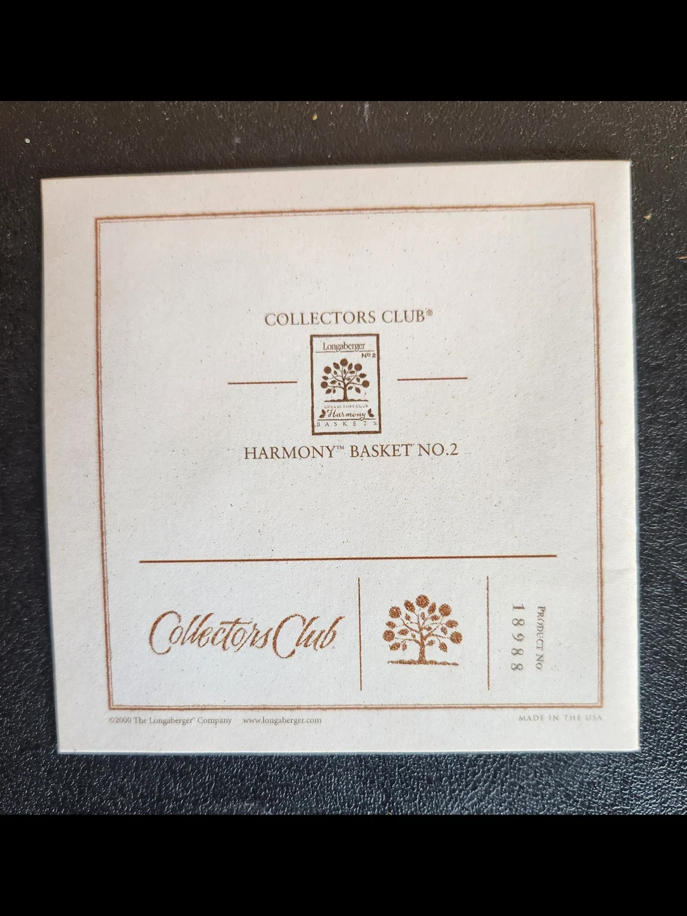 LongabergerLongaberger Collector's Club Harmony Basket No. 2